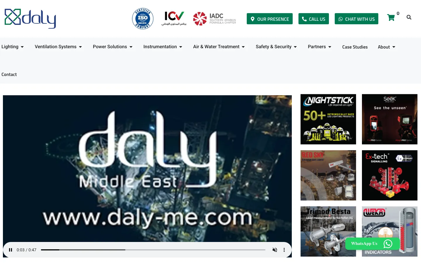 The daly-me.com homepage, the website of Daly Middle East