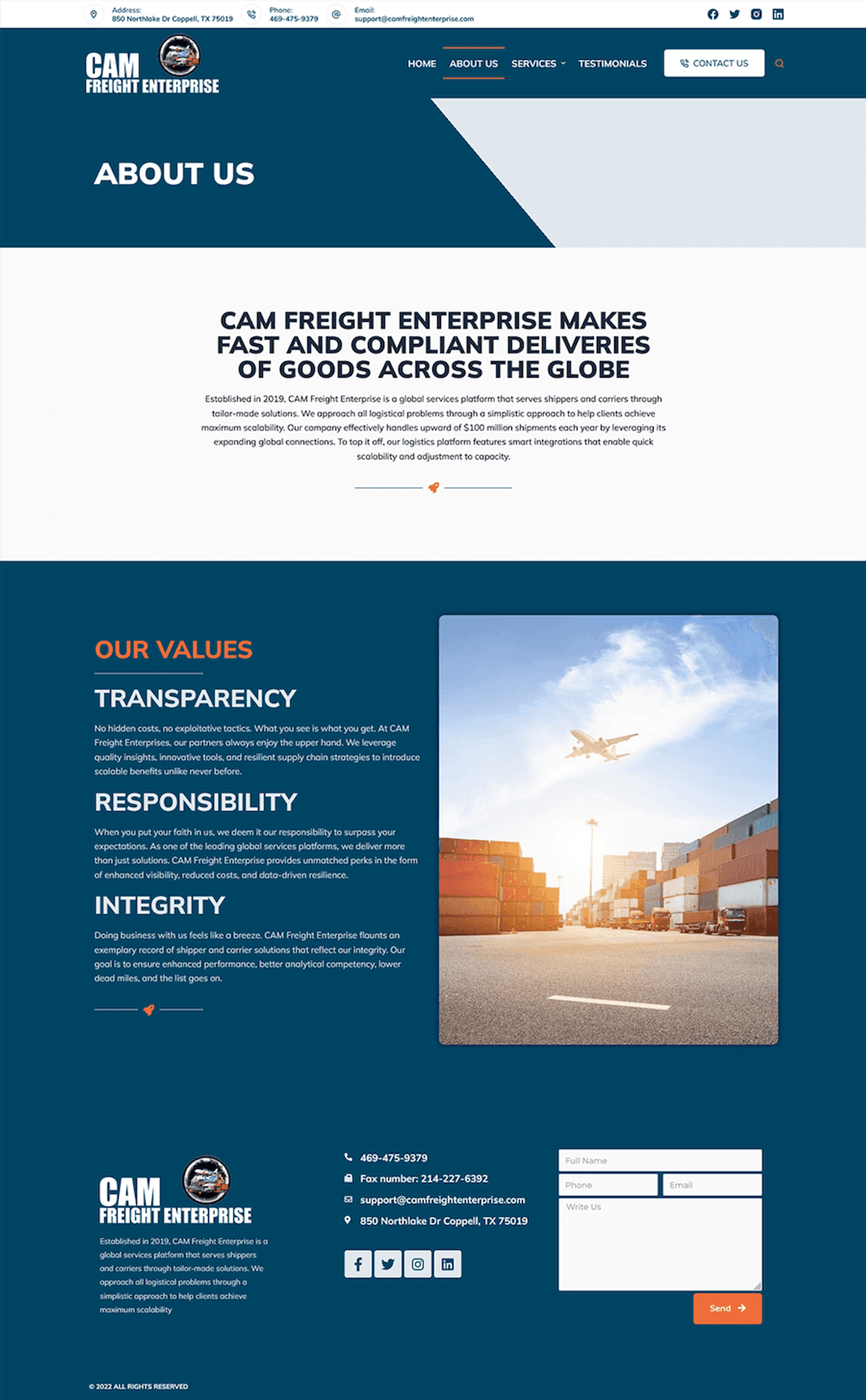 CAM Freight Enterprise: Freight Logistics Website — page 6