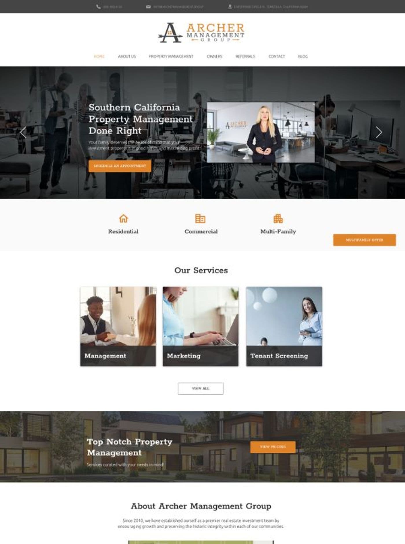 Arch Management Group's WordPress site