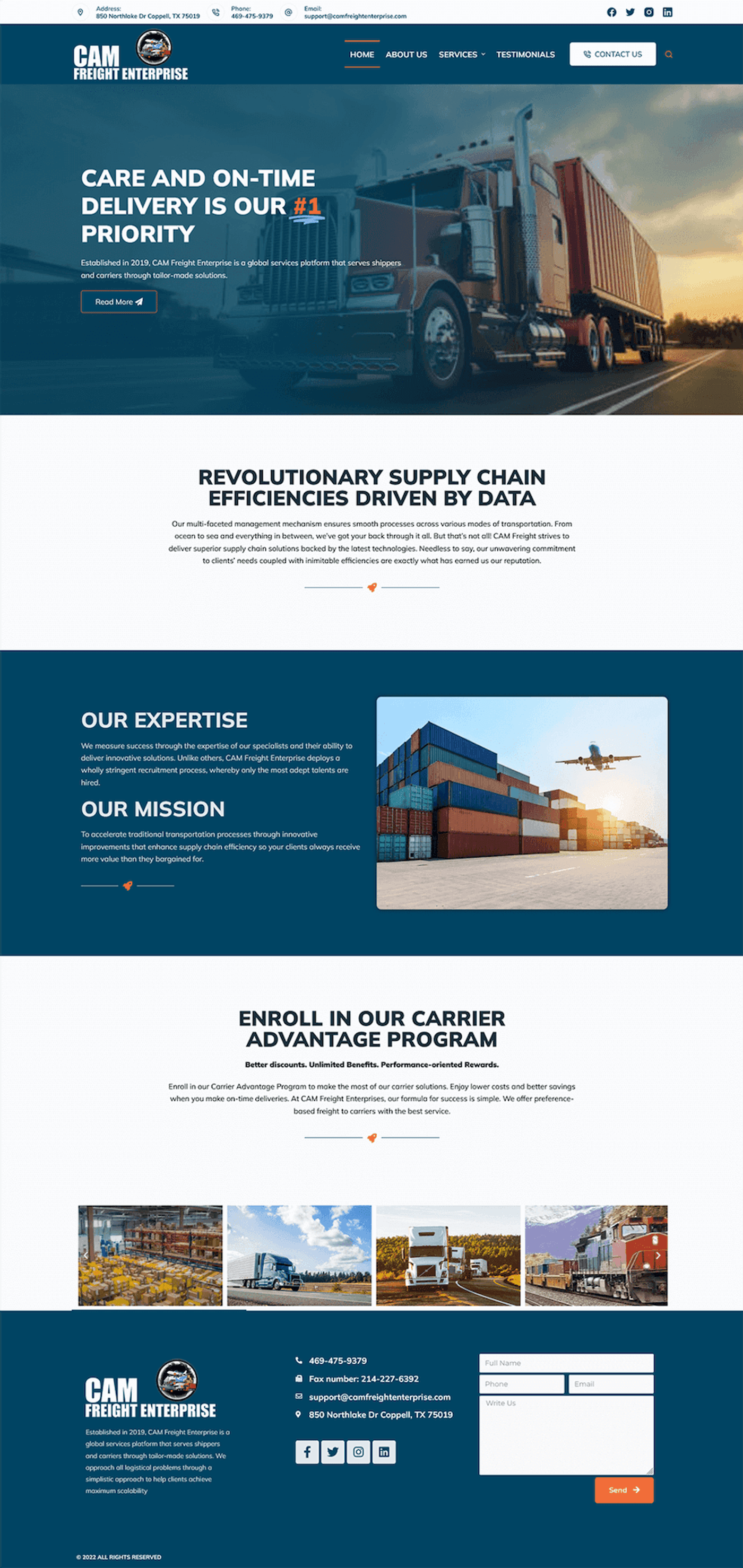CAM Freight Enterprise: Freight Logistics Website — page 2