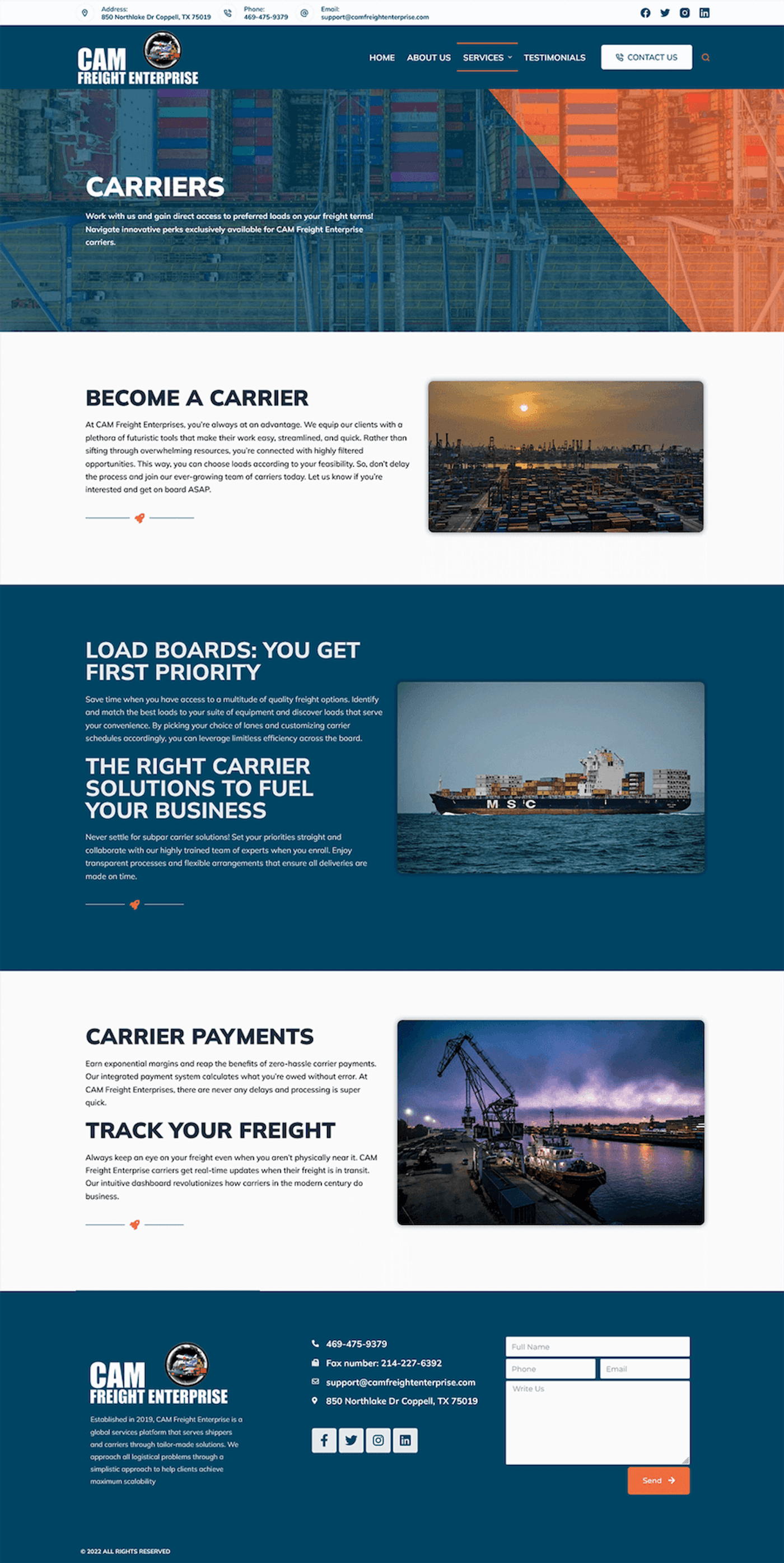 CAM Freight Enterprise: Freight Logistics Website — page 3