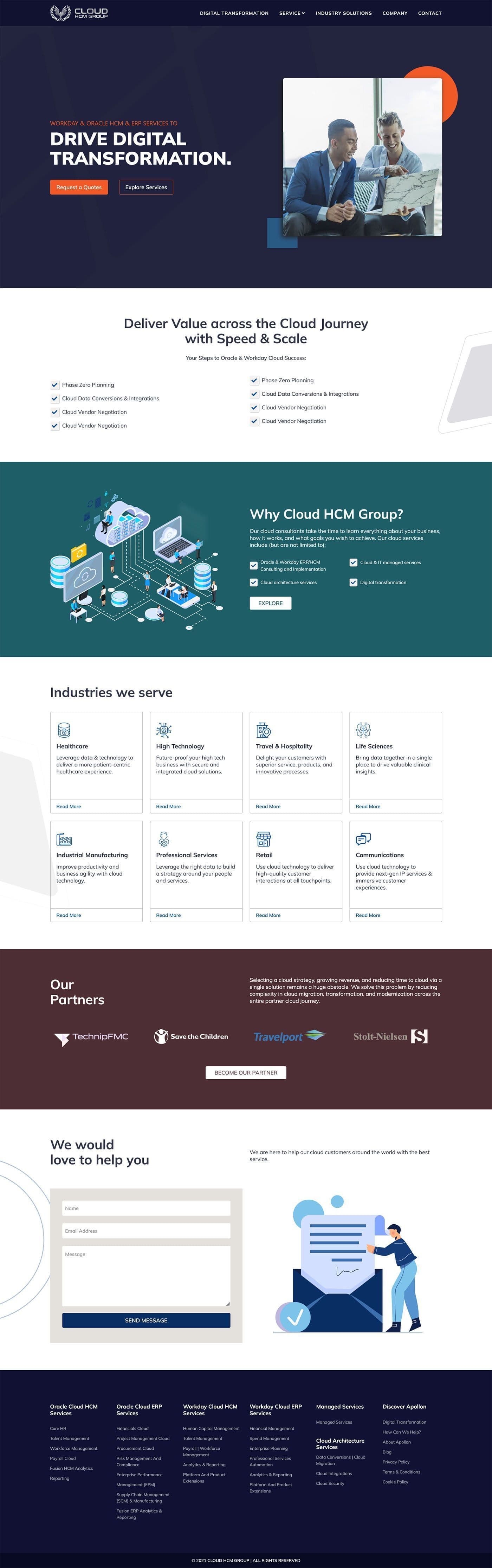 Apollon Apps — the service homepage as built