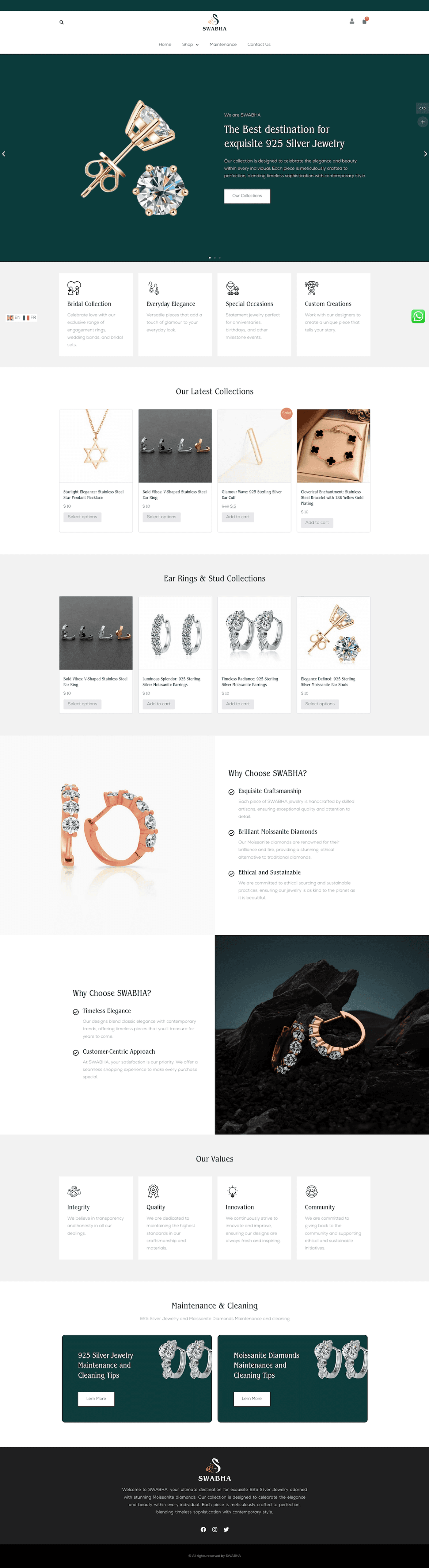 Swabha Jewels: Jewellery Store Website — full page