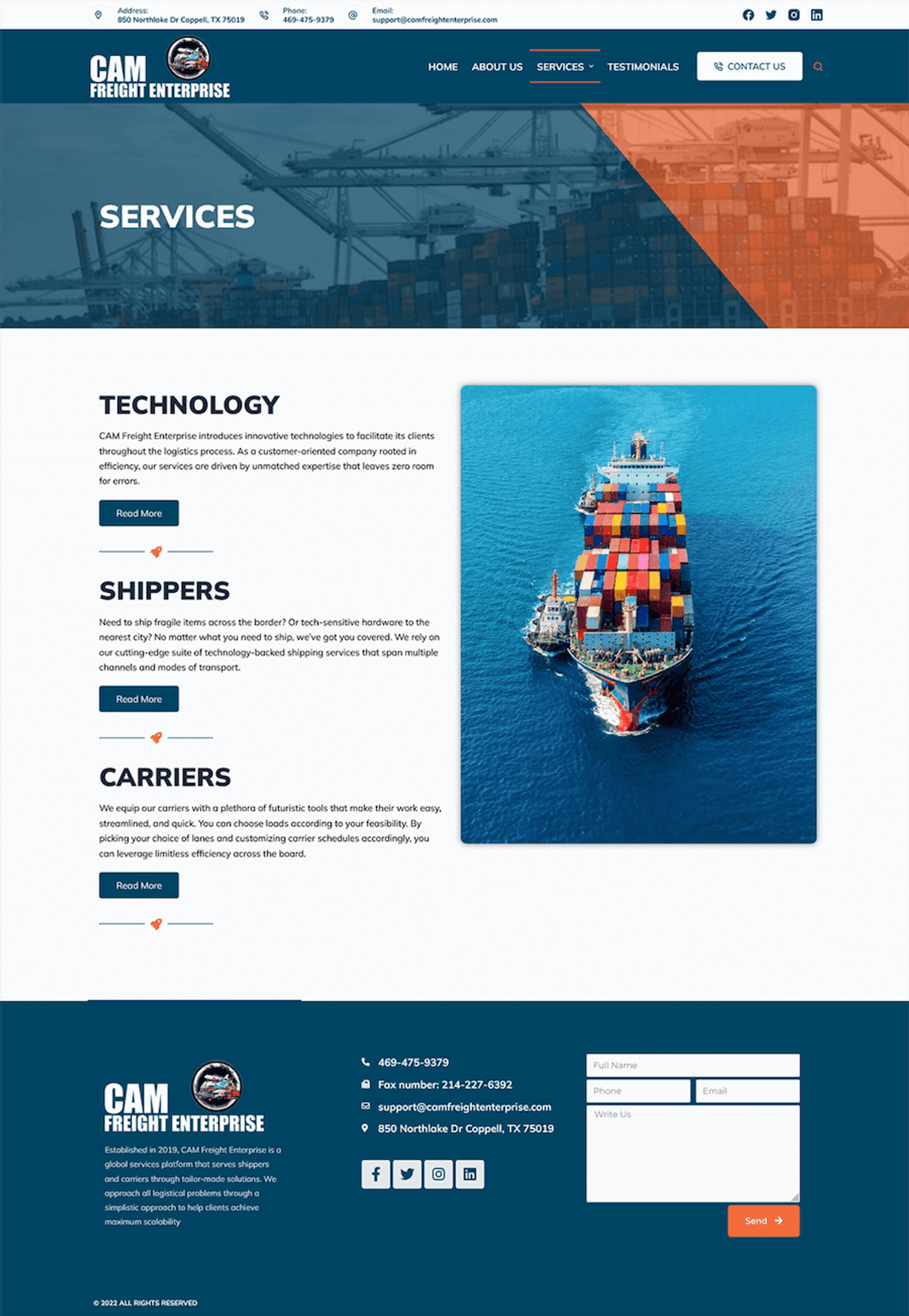 CAM Freight Enterprise: Freight Logistics Website — page 7