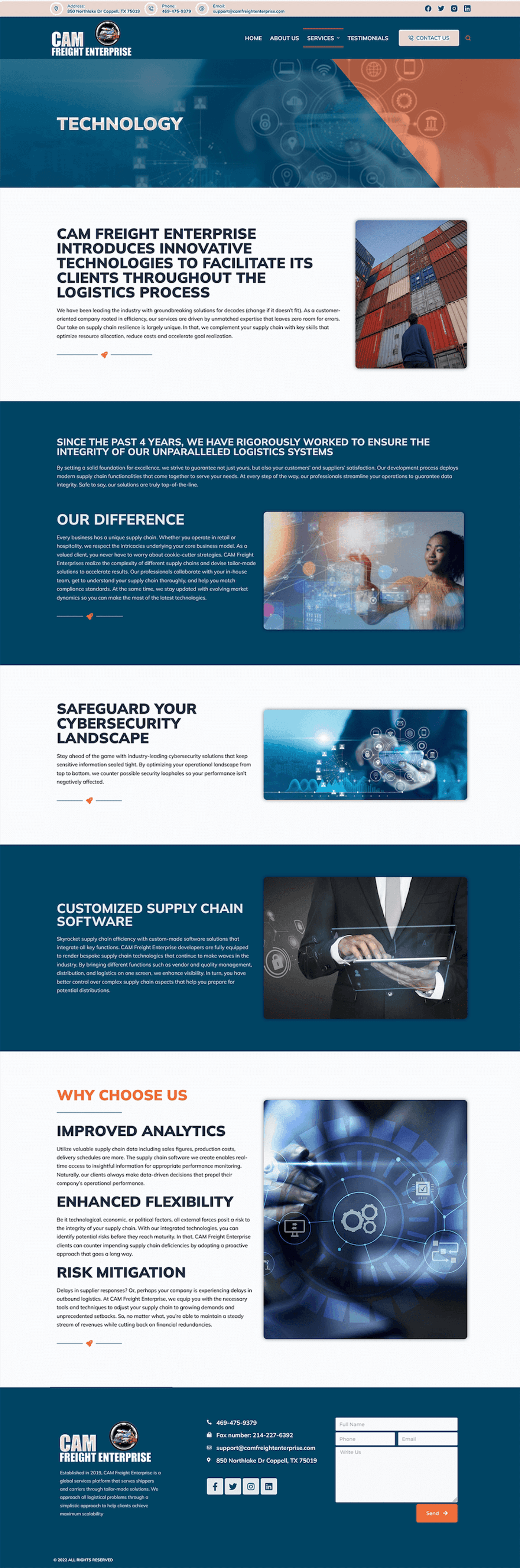 CAM Freight Enterprise: Freight Logistics Website — full page