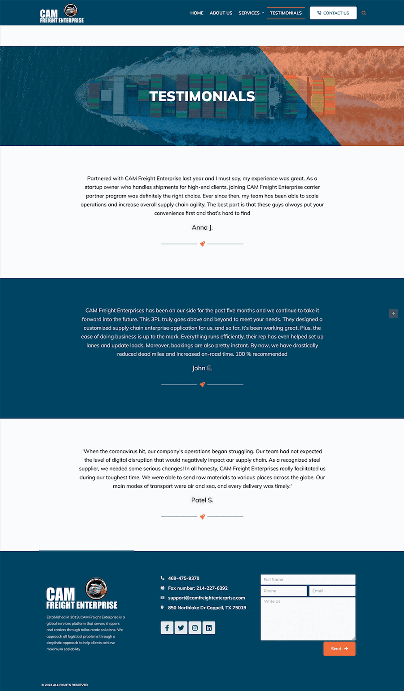 CAM Freight Enterprise: Freight Logistics Website — page 5