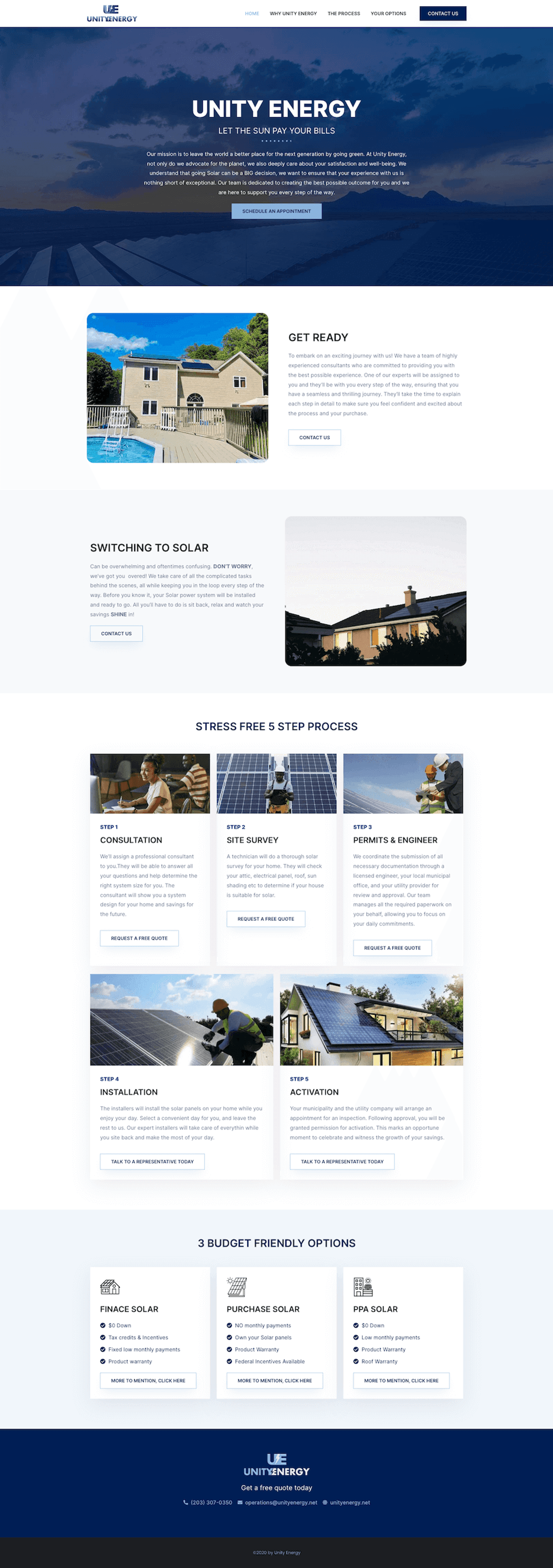 Unity Energy: Energy Company Website Design — full page