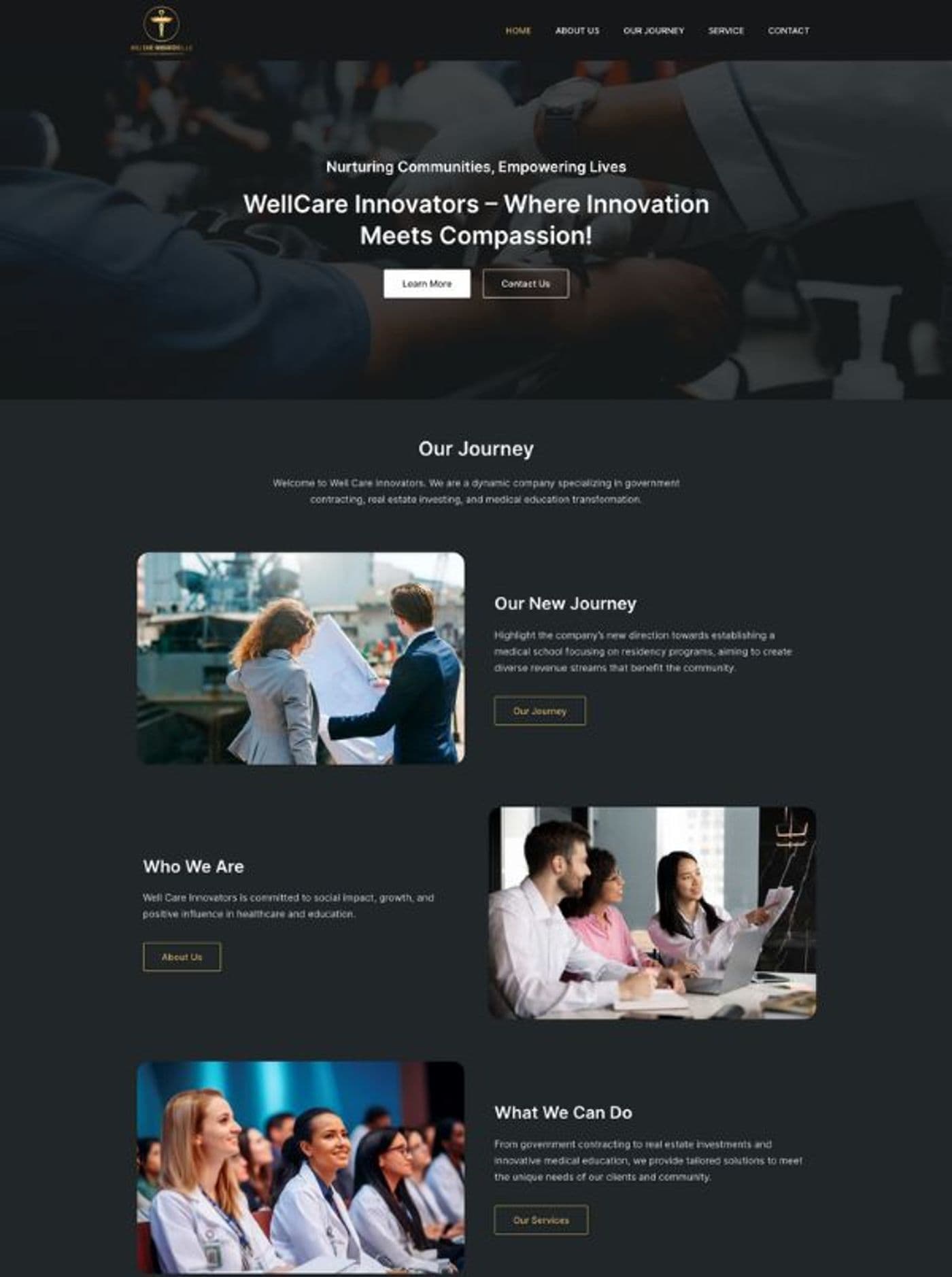 Well Care Innovators — a WordPress site built from the client's own material