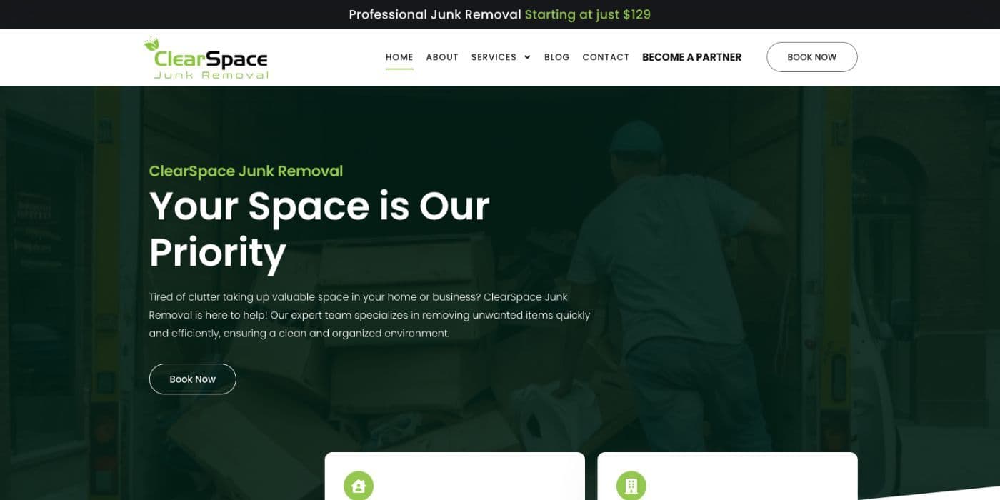 Clear Space Junk Removal: Junk Removal Website — featured image