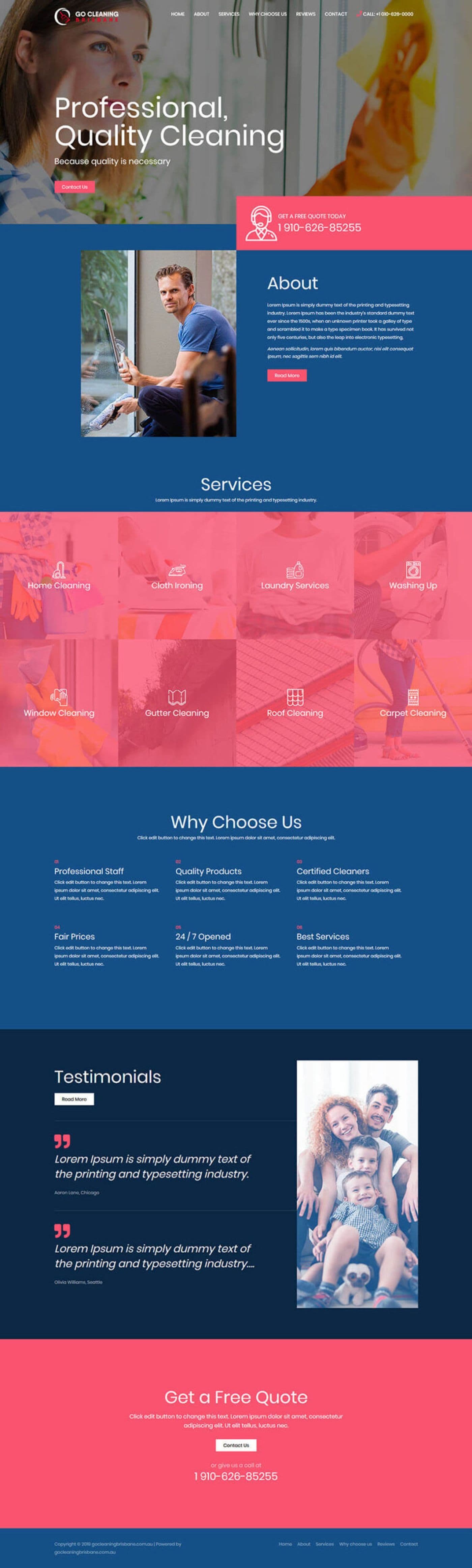 Go Cleaning Brisbane: Cleaning Company Website — full page