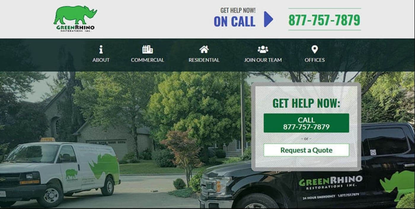 Green Rhino: Restoration Company Website Design — featured image