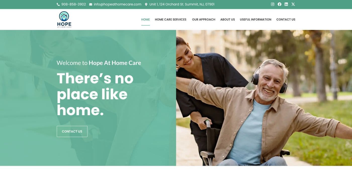 Hope At Home Care: Home Care Website Design — featured image